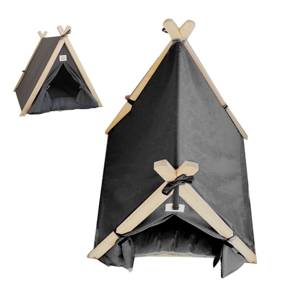 Pet Teepee telt Blødt stort rum Bærbar universel kæledyrstelt seng til hunde og katte Grå Grå