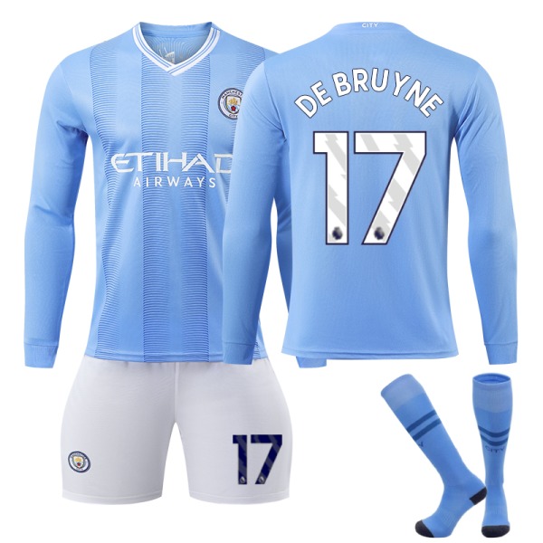 23-24 Winter Manchester City Home Adult and Child Football Kit No. 17 DE BRUYNE