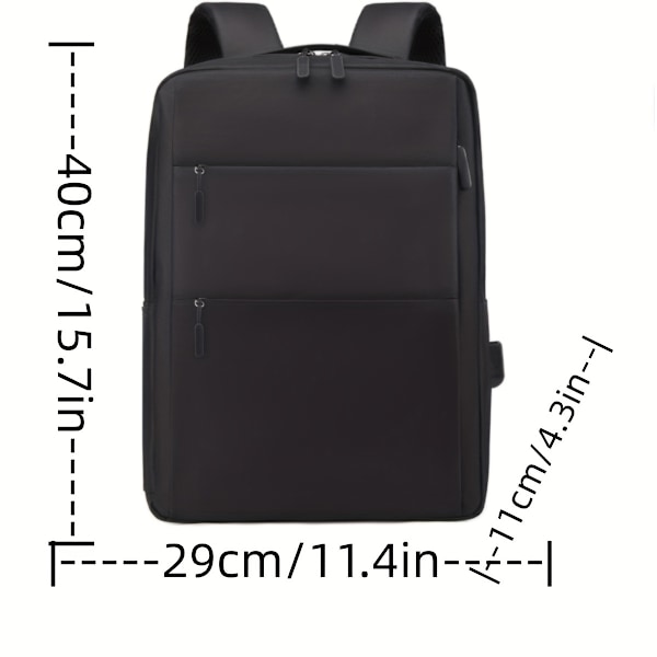 Reiseveske Laptop Ryggsekk Casual Ryggsekk Menn Kvinner College Bag med USB-ladeport Svart black