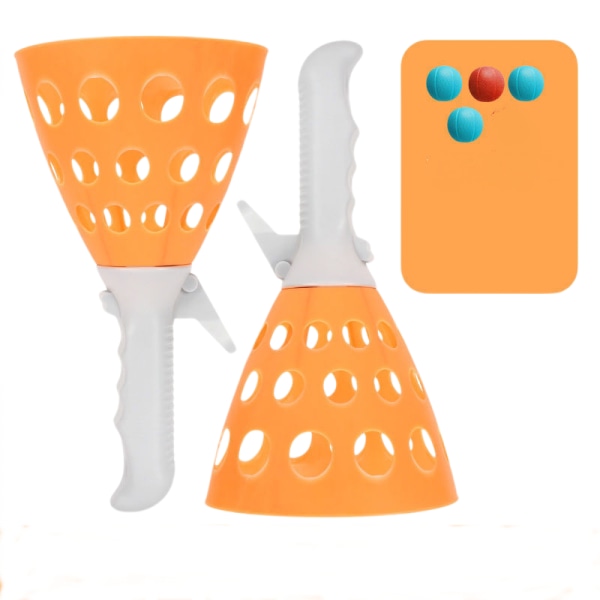Inomhus- och utomhusspel för barn, Pop-Pass-Catch Ball Game med 2 Catch Launcher-korgar och 5 bollar