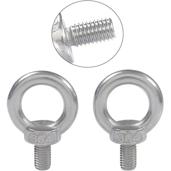12 stk. Ring - M6 304 Rustfrit stål Løfteøglebolte Skrue E