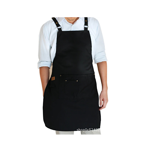 Ammattimainen unisex-kokin esiliina/työesiliina - musta