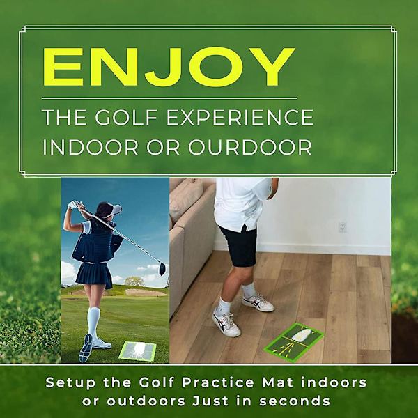 Golftreningsmatte for sving, viser tydelig sporene etter treffet, bærbar treningsmatte for bakgårdssving
