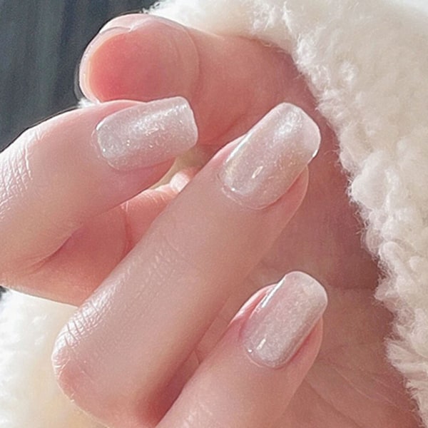 Glitter Nude Konstgjorda Naglar Charmiga Snygga Tryck På Naglar För Kvinnor Flickor Nagelkonst jelly glue model