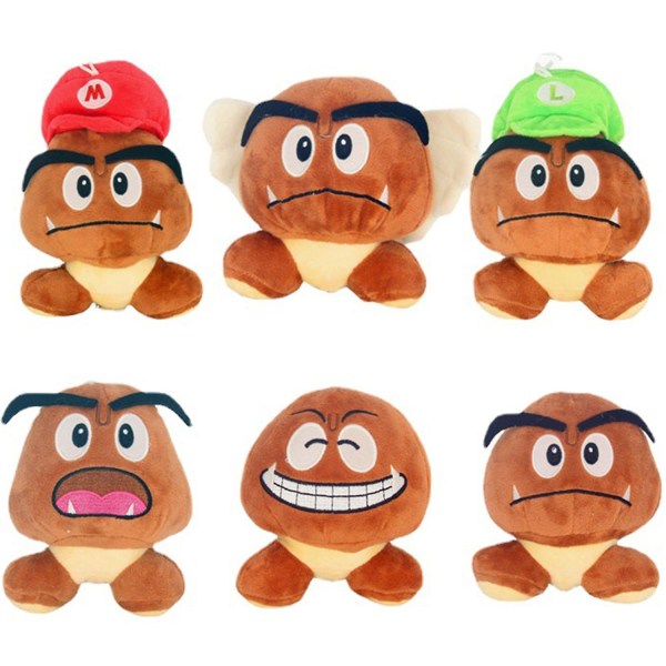 Super Mario Bros -hahmo Goomba pehmolelu Söpö sienet Täytetyt lelut Pelihahmot Laite Nukke Riipus Koti Auton sisustus Lasten lahja 15CM 15CM D