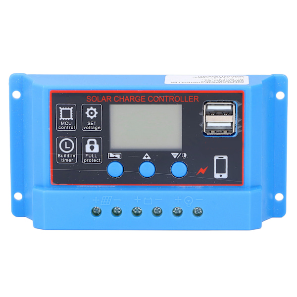 Aurinkolatauksen ohjain LCD-näytöllä PWM-aurinkolatauksen ohjain 12V 24V10A