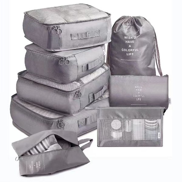 Resväska Organizer Set 8-delar, packningskuber för ryggsäck, packpåsar