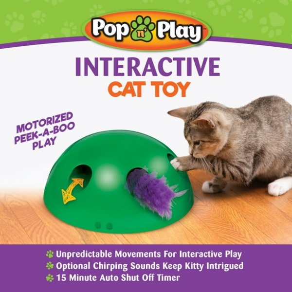 Interaktivt kattelegetøj, motoriseret kiggeleg med mus og fe