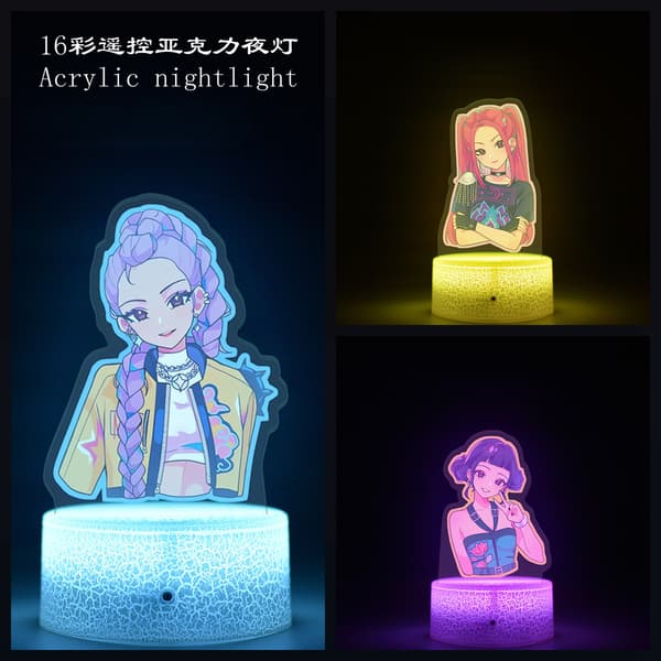 Hot Selling K-POP Demon Hunter Natlampe | Revnet Touch 16-Farve Lampefod, Perfekt til Soveværelsesindretning//Q version B Q version B