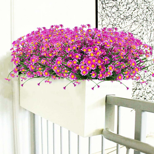 Pcs Konstgjorda Daisy Blommor Utomhus Falska Blommor Dekoration Konstgjorda Växter Utomhus Grönska Buskar Blomma, Fushia Fuschia