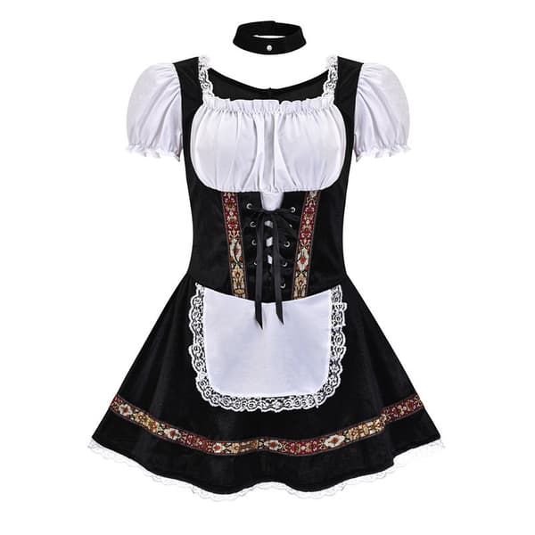 Oktoberfest Bayersk Dirndl Klänning för Kvinnor, Plus Size Öl-Flicka Kostym för Halloweenfest Style 8 S