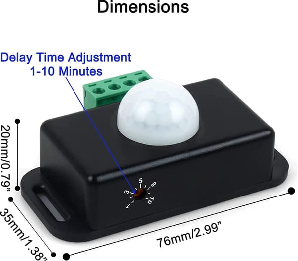 2-delt bevegelsessensorbryter 12v/24v Pir-sensor LED-bryterkontroll for fleksible LED-striper