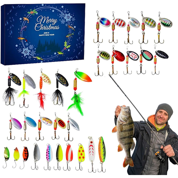 Fishing Beetle Advent Calendar 2024, 24 Days Fishing Gear Christmas Calendar Fishing Lure Set Fishing Advent Calendar