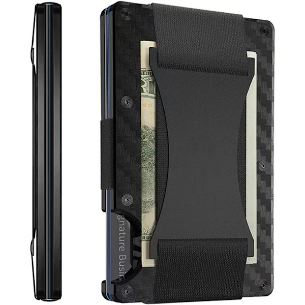 Mens Slim Ridge Man Wallets Brand Luxury Aluminum Carbon RFID Metal Bags Case Carteira Masculina Kreditkortshållare Black 2