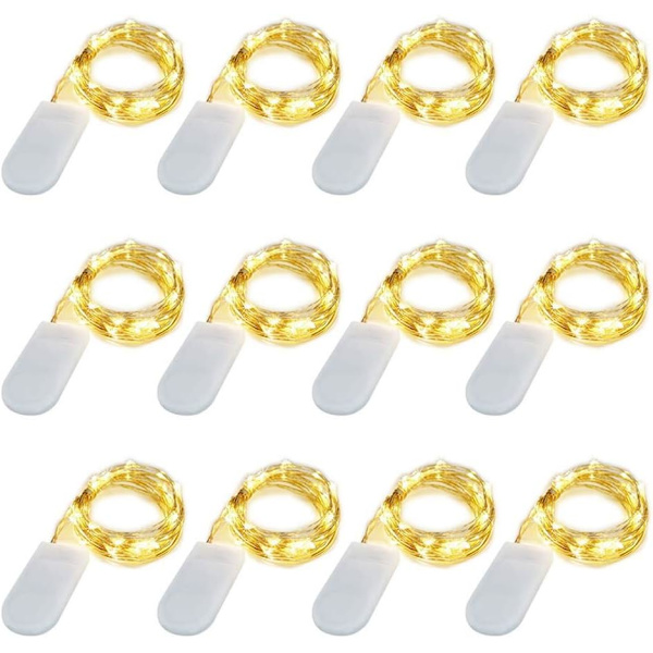 12-pack LED-ljusslingor med batteri, 20 LED-mikro stjärnformade lampor