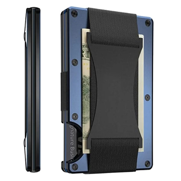 Herr Slim Ridge Man Plånböcker Märke Lyx Aluminium Kol RFID Metall Väskor Case Carteira Masculina Kreditkortshållare Black