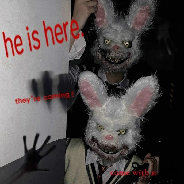 Blodig plyschkaninmask Halloween Ghost Festival Mask Realistisk blodig björn huvudbonad Performance Prop Halloween skräckmask rabbit