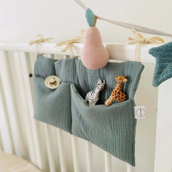 Nyfødt Vugge Seng Opbevaring Legetøj Ble Lomme Khaki khaki 39*20cm