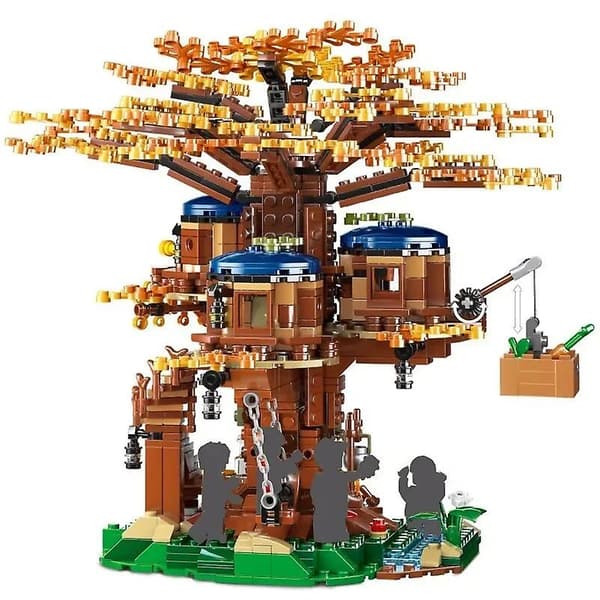 Fire årstider træhuse jungle byggeklods IDEAS serie MOC 21318 byggeklodsmodel samlelegetøj børnegave (BT)