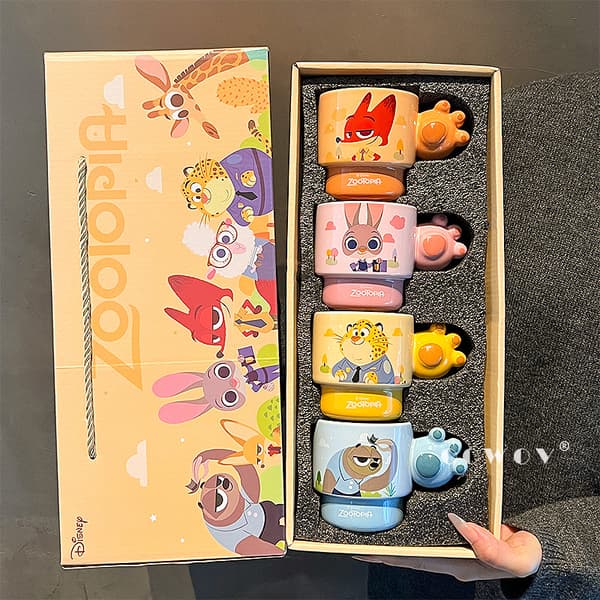 Zootopia Mugg 300ml | Tecknad Kaffekopp Gåva*300ml*4 4 300ml
