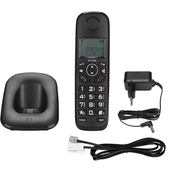Trådløs telefonhåndenhet Trådløs telefon med nummerpresentasjon Gratis samtaler Hurtigvalg LCD-skjerm EU-plugg 100‑240V