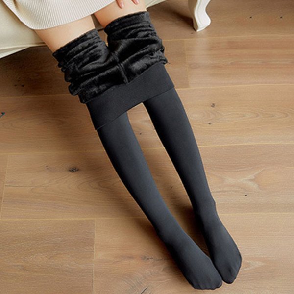 1/2 Mode Kvinders Fleeceforet Strømpebukser Termiske Strømpebukser Yderbeklædning Sort 300g Med fødder Black 300g With feet 1 Pc