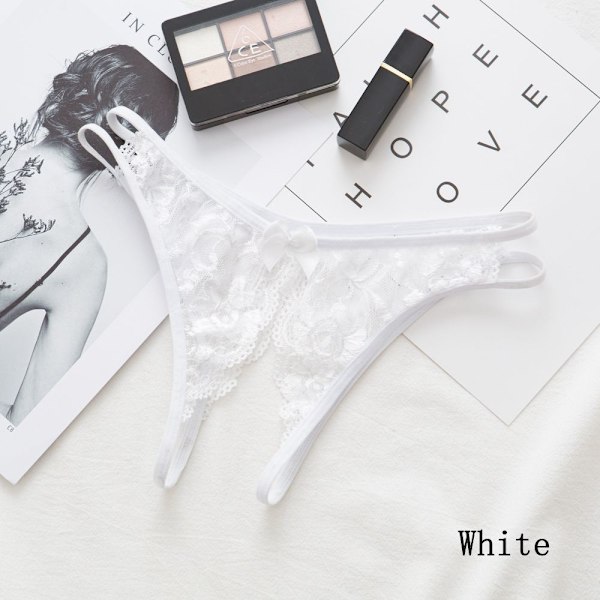 Seksikäs pitsi G-string kukkahousut ontto tangot VALKOINEN white