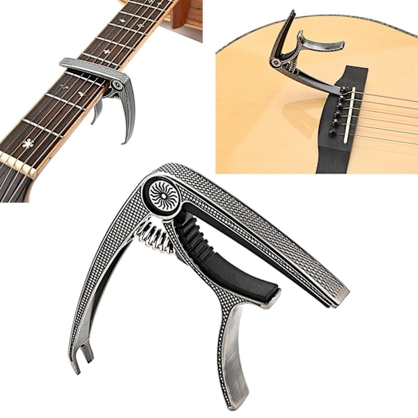 1/2/3 Gitarr Capo Akustisk Klämma Snabbväxlingsklämma Nyckel för Silver 9,3x7,5x1,5cm Silver 9.3x7.5x1.5cm Set