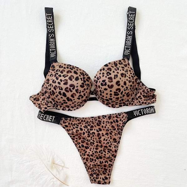 Sexy Lingerie Comfort Women Set Push Up Bra Victoria's Secret Lingerie Set Female  Underwear Vetement Femme Leopardtryck Leopardtryck 85B