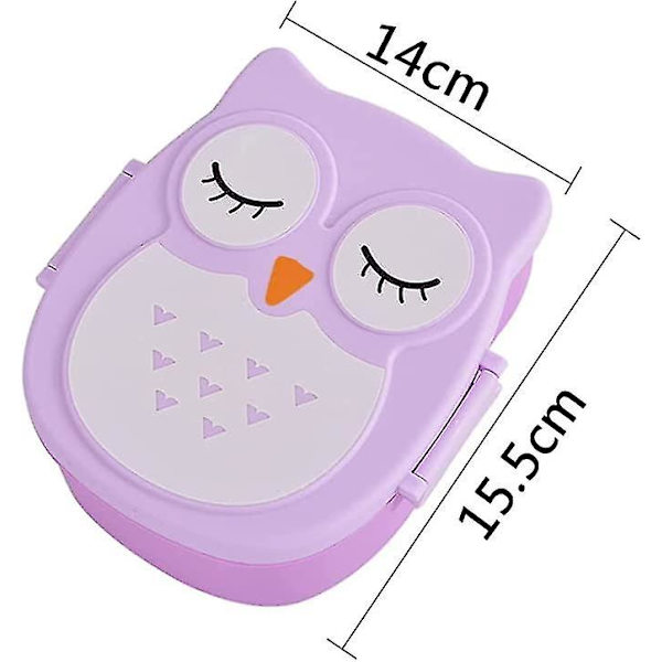 Lunchboks med rom Cute Cartoon Owl Skolematboks for barn og voksne 900ml Pink