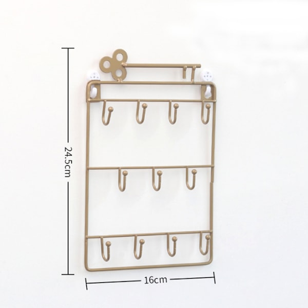 Väggmonterade Hyllor i Smidesjärn med Krokar för Förvaring Gold