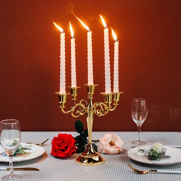 Metal Candelabra Gold 5 Arm 27cm Kynttilänjalka pitkällä kartiolla