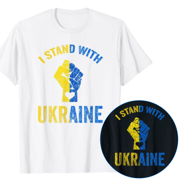 Ukraine T-shirt Unisex Stil Casual Kortærmet Til Kvinder Mænd Hvid White 2XL