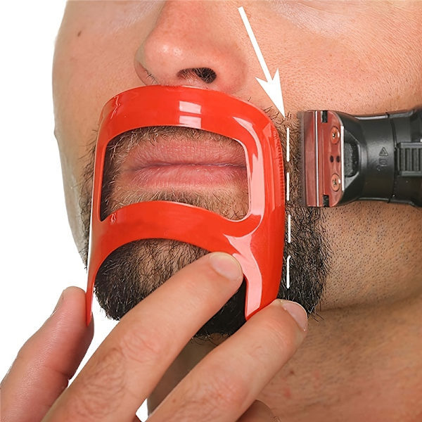 Goatee skäggformare rakningsmall formning och kantverktyg för goatee trimning lineup grooming verktyg Red