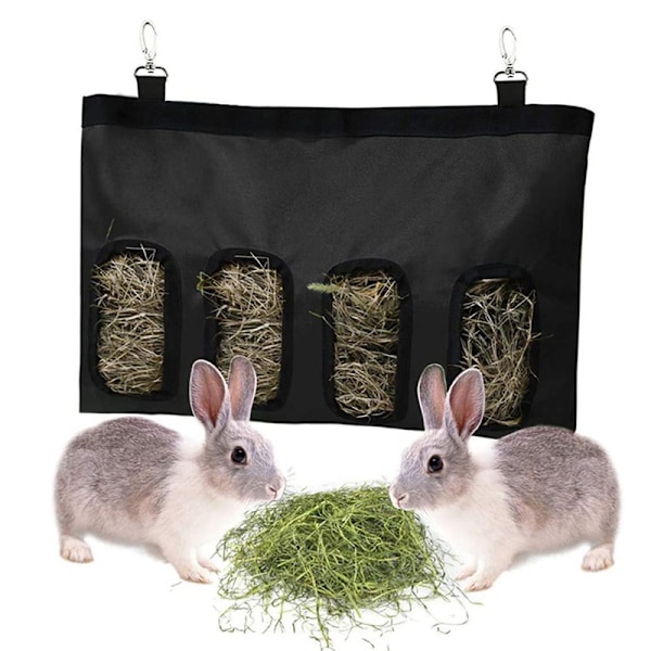 Hål Guinea Pig Höpåse Kanin Höfoderpåsar Smådjur Hängande Foderpåse Vattentät Förvaring Oxfordtyg Djur black 4 holes