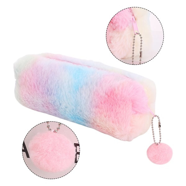 Plush pennfodral med gradientfärg, åttkantig, söt förvaringslåda, lila