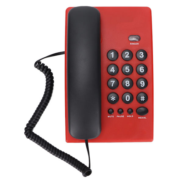 KXT504 Hemtelefon Multifunktionell Batterifri Sladdtelefon med Dubbel Magnetisk Handenhet för Kontor Hotell(Röd )