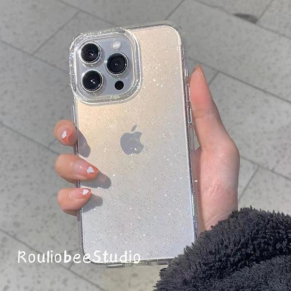 Glitter Clear Case Kompatibel med Iphone 13pro Max [air] Transparent Silikon Glitter Ultra Tynd Tynd Blød Let TPU Cover 1.5mm