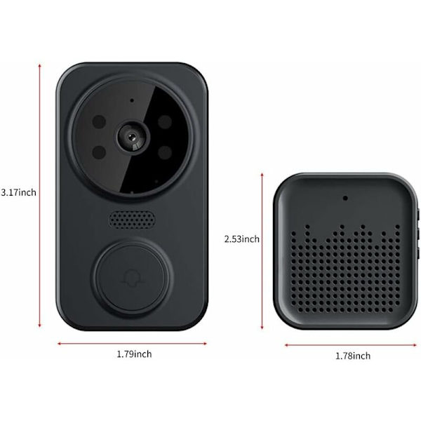 Trådløs videodørklokke, smart home wifi dørklokke udendørs trådløs dørklokke kamera chime tovejs lyd intercom nattesyn smart life app