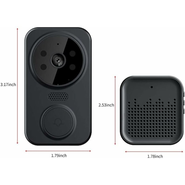 Trådlös videodörrklocka, smart home wifi dörrklocka utomhus trådlös dörrklocka kamera chime tvåvägs ljud intercom nattseende smart life app