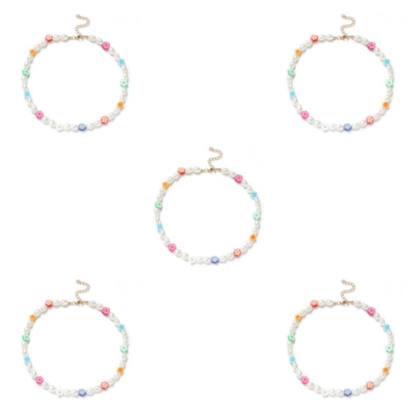 1/2/3/5 Perle Halskæde Perle Choker Justerbar Kæde Boho Type 1 Type 1 5PCS