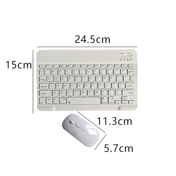 Återuppladdningsbart Bluetooth-tangentbord och mus-kombination ultratunn bärbar kompakt trådlös musuppsättning för Android Windows Tablet Phone Ipad Ios White