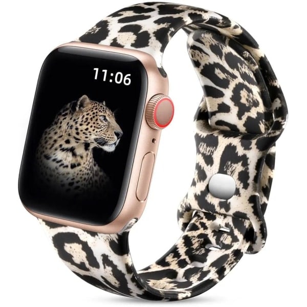 Silikonreim til Apple Watch, LEOPARD, 42/44/45 mm, Flerfarget, Størrelse S