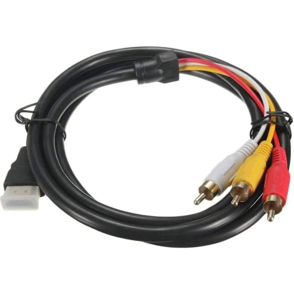 Hdmi til Rca TV-kabel Hdmi hann til 3 Rca hann AV-kabel Video Audio Komponent Konverteringsadapter 1080p Kabel for HDTV Svart 5ft/1.5m