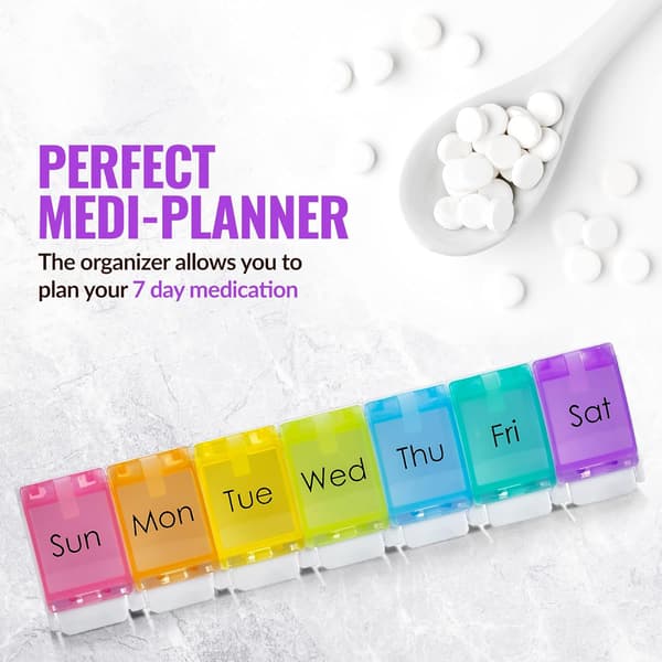 7 DAGAR EFTER-PM Pillerbehållare - Med Tryckknappsöppning Stöd Dag Pillerboxbehållare