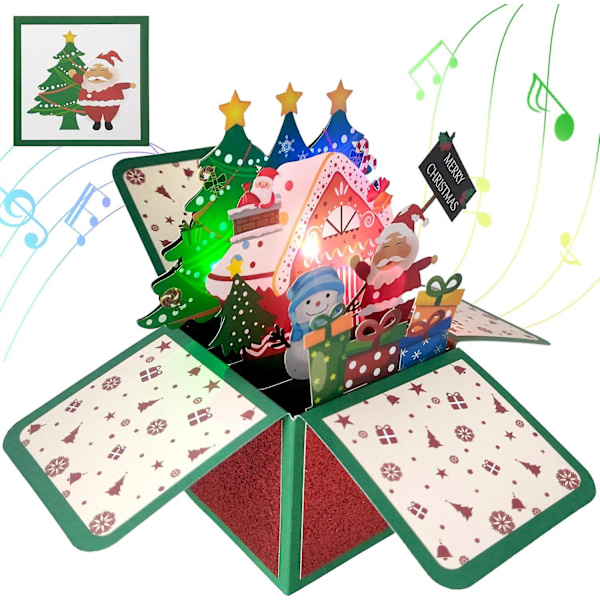 Promotional Selling Musical Christmas Cards, Christmas Fold Up Card with Lights and Music, Merry Christmas Cards for Women Men Mother Kids