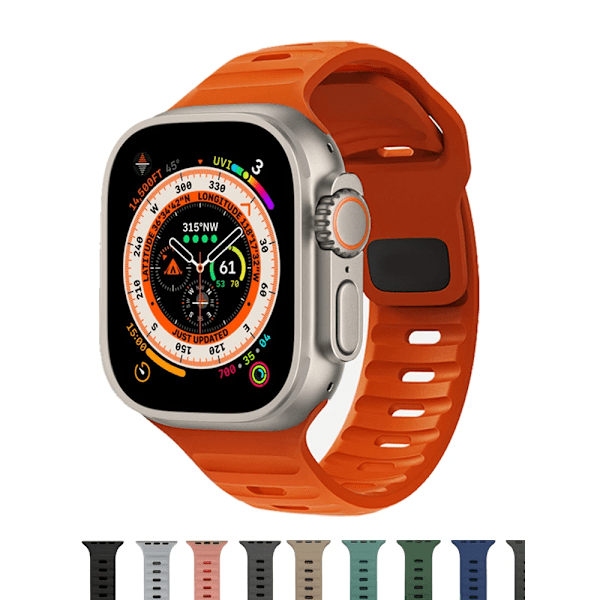 Pehmeä silikoniranneke Apple Watch Band Ultra 49mm 44mm 45mm 42mm 41mm 42mm 38mm urheiluranneke iwatch Serise 8 7 6 5 Rannekoru 06-Dune-Keltainen 06-Dune-Yellow 42mm 44mm 45mm 49mm