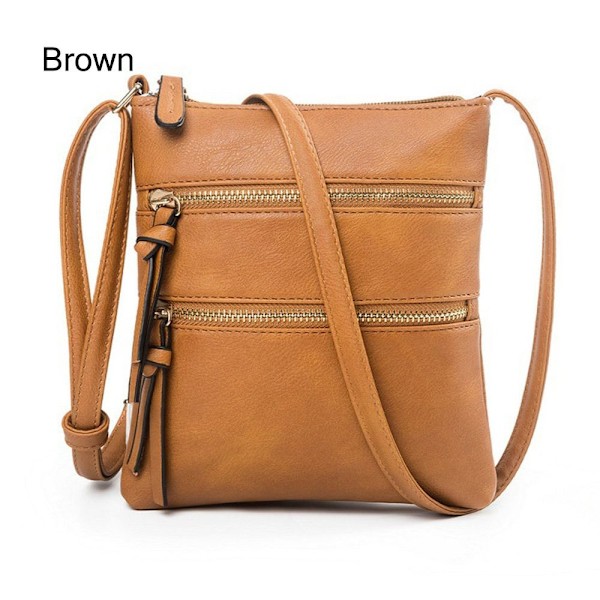 Kvinder Crossbody Taske Zipper BRUN Brown