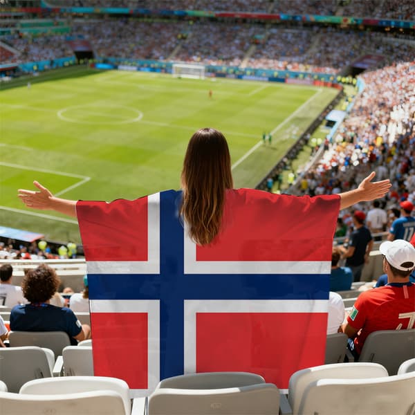 VM 2026 Flagga, 90x150cm Supportercape, Supporterutrustning - Norge(BT) Norway