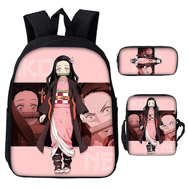 pcs/ set Kamado Nezuko Anime Ryggsäck Demons Slayers Skolväska Studentväska Med Pennfodral Messenger Bag
